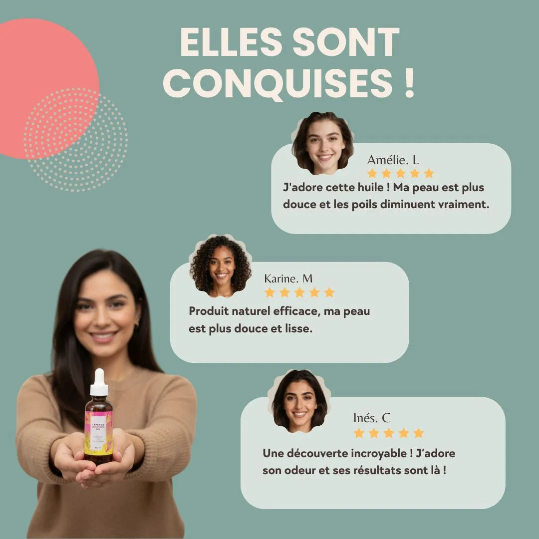 L'Huile de Cyperus Rotundus  Précieuse | Une Peau Satinée et Repousse Ralentie